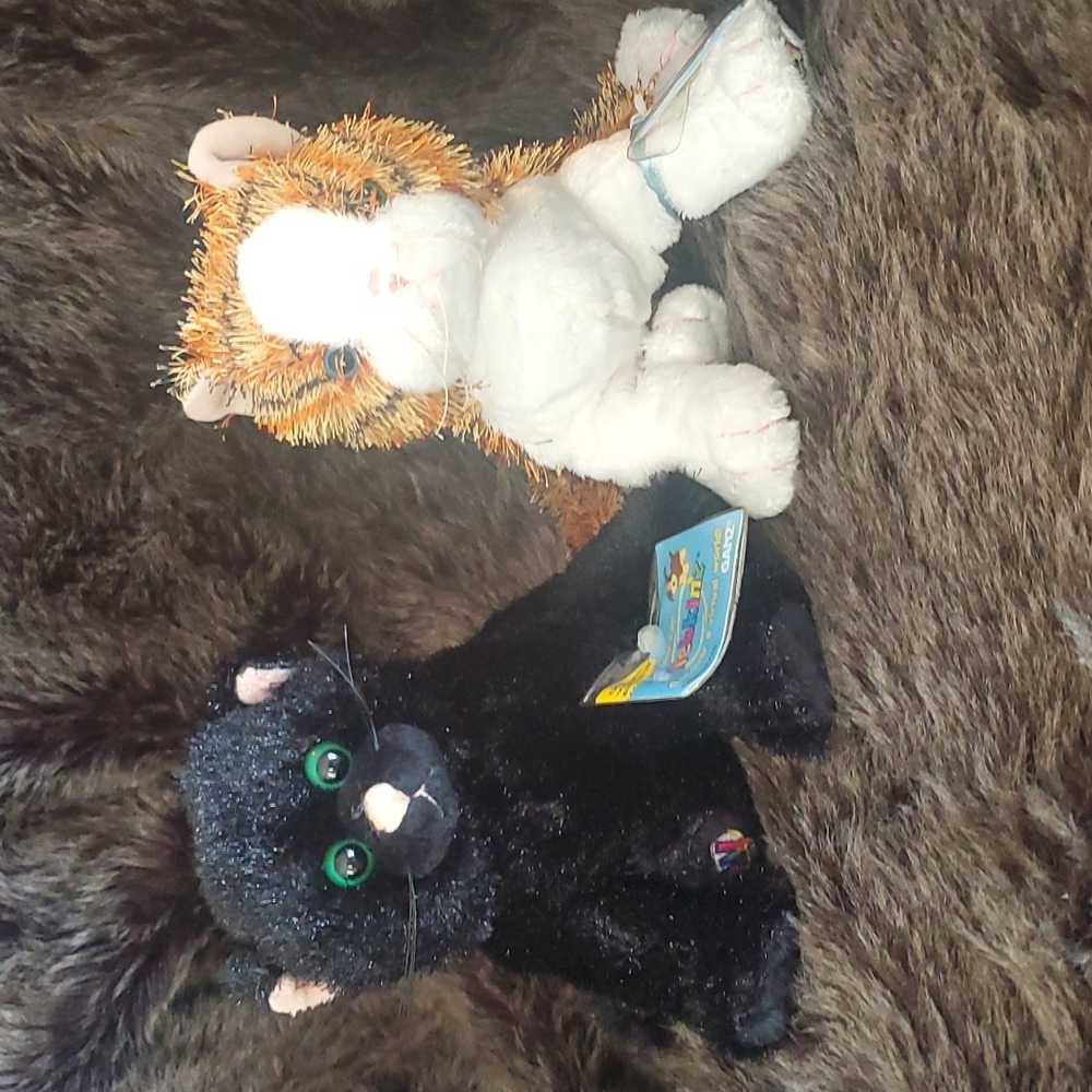 GANZ WEBKINZ RETIRED VINTAGE FIRST GENERATION BLACK CAT STRIPED ALLEY CAT DUO
